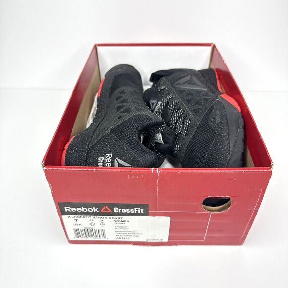 Reebok CrossFit Nano 6.0 CVRT Womens 7 Covert Black Riot Red Kevlar AR3400 NEW - Picture 2 of 12